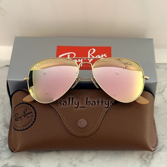 Ray-Ban (Store Display) Aviator Reflective Copper Rose Gold RB3025 Pink Mirror - Picture 4 of 15